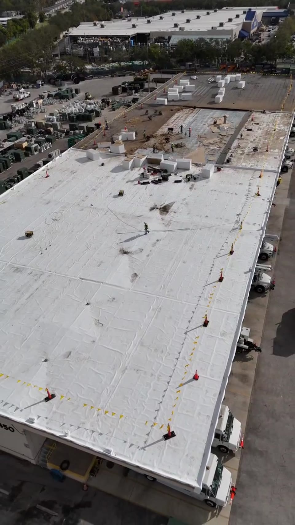 Commercial flat roof tear-off and TPO progress