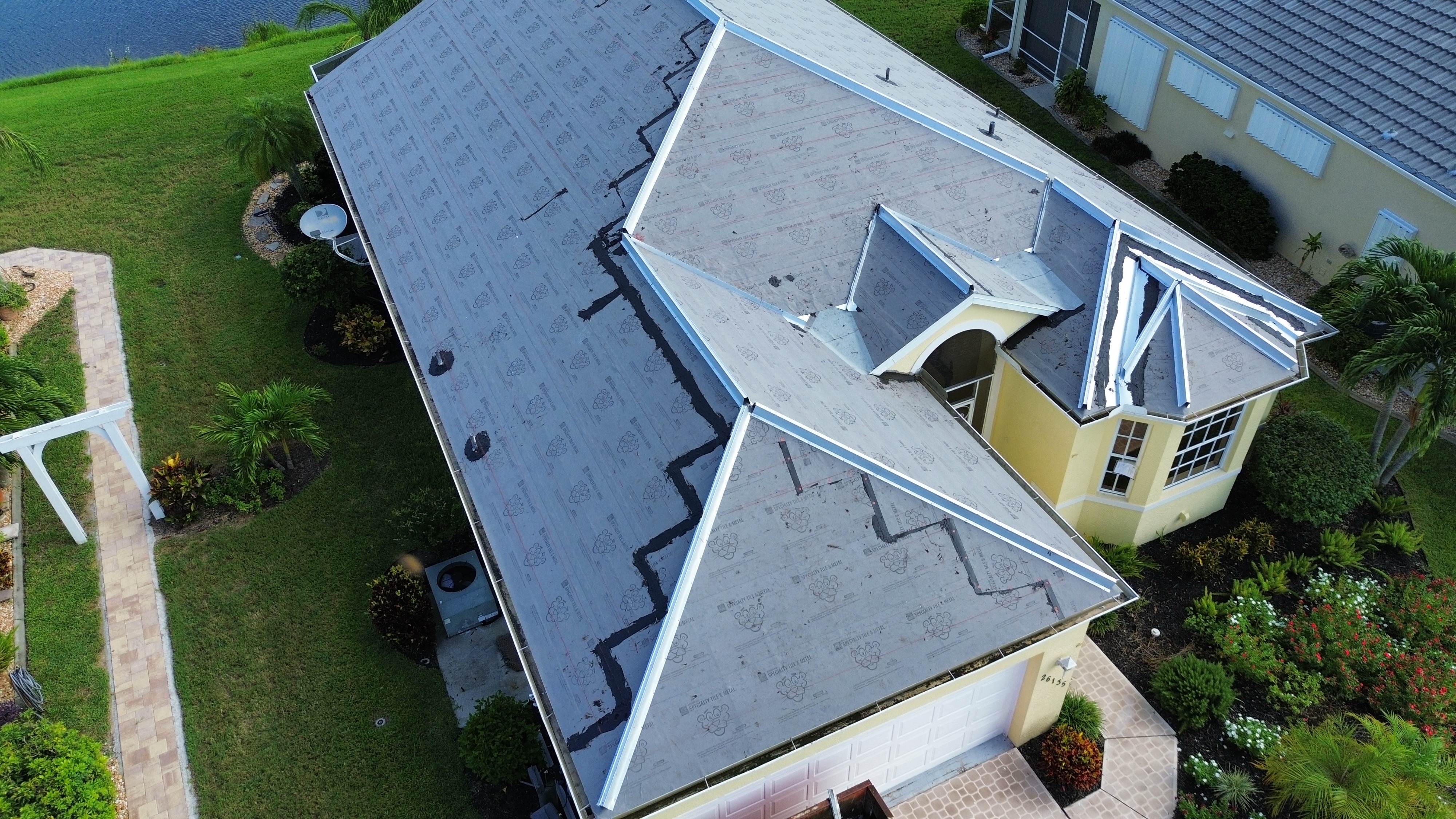 Full synthetic underlayment on complex hip roof Cape Coral Florida