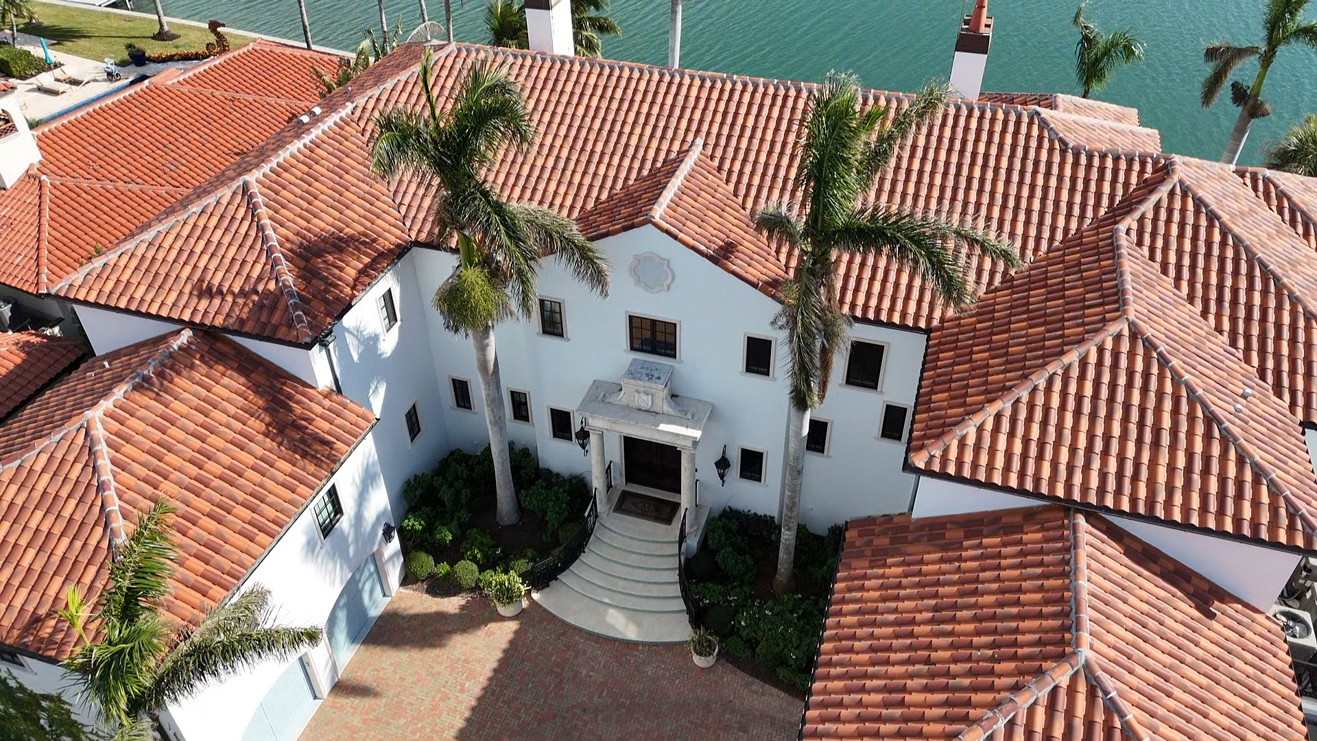 Finished Mediterranean barrel tile roof on waterfront home Cape Coral Florida