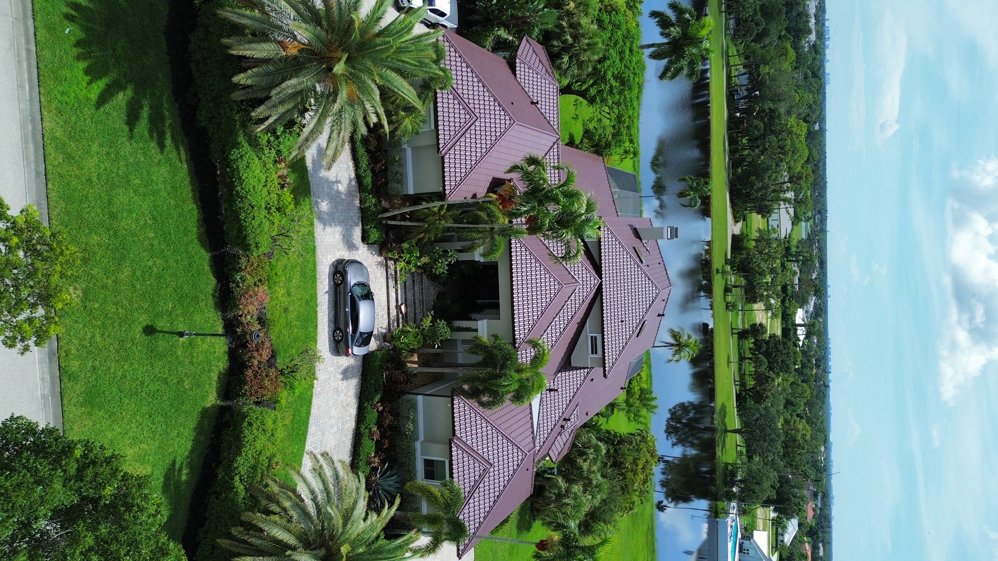 Finished tile roof system aerial SWFL home